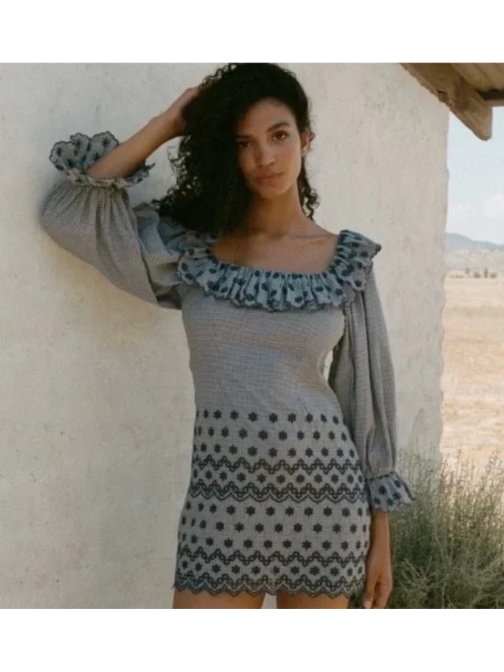 Doen Franique Dress in Azure Paris Gingham Size M